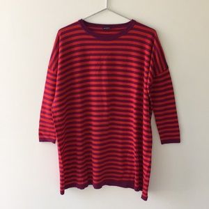 Marimekko Tooli Red and Purple Wool Tunic Small